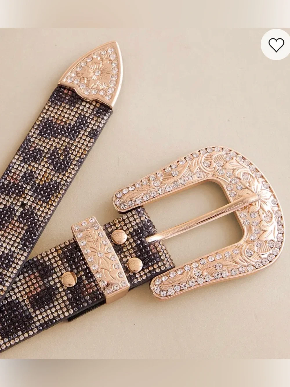 Rhinestone Leopard Western Belt | Gold Crystal Buckle | Glam Cowgirl | One Size